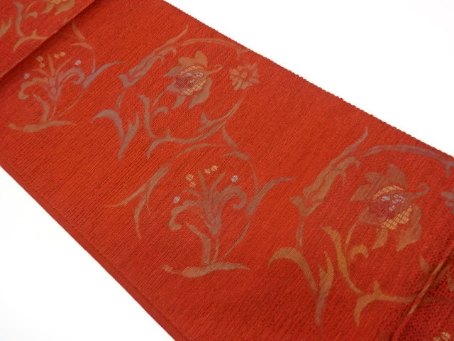 本場筑前博多花葉模様織出し名古屋帯